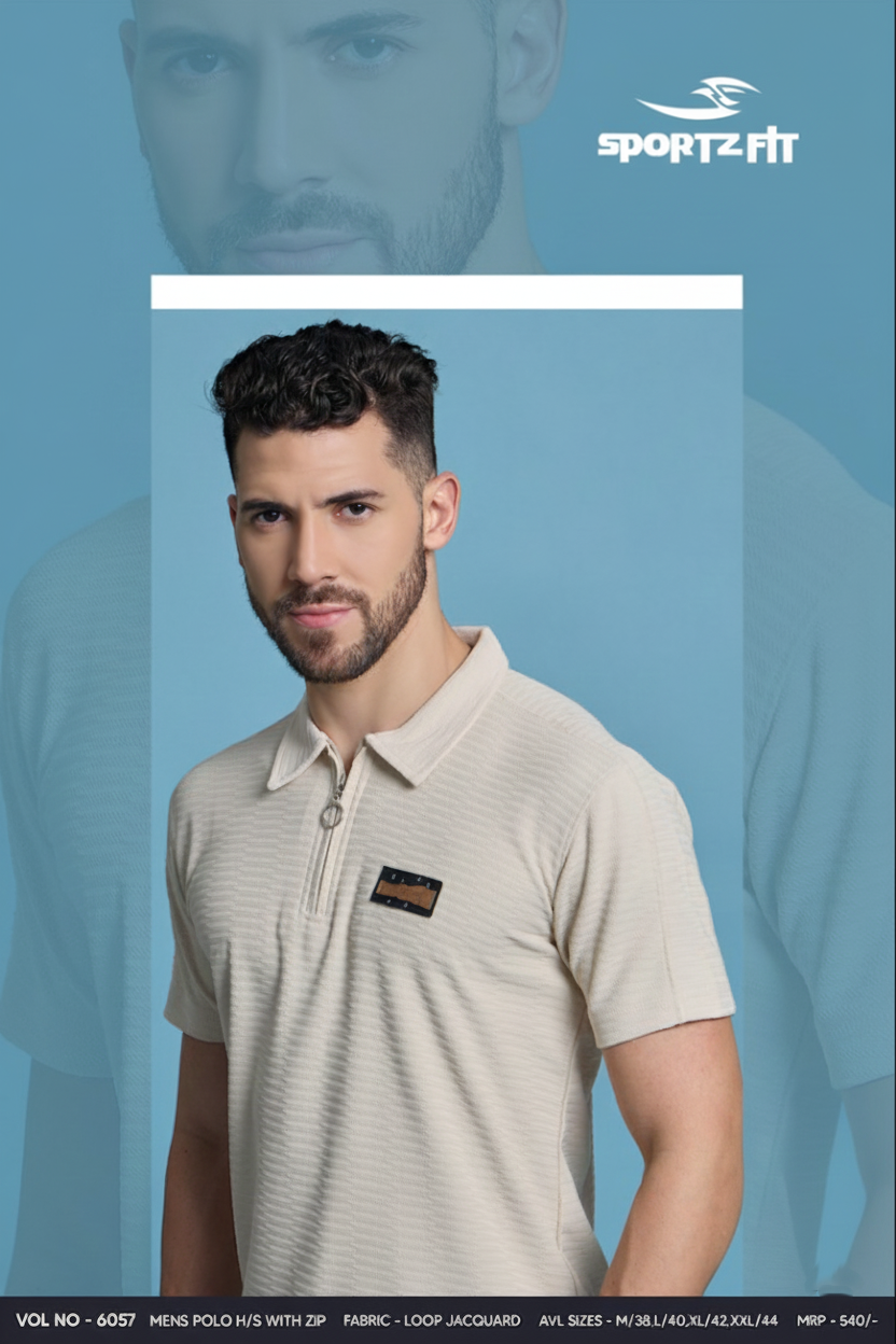 Men Collar Neck T-Shirt  | Light Cream | XL |  SBT19